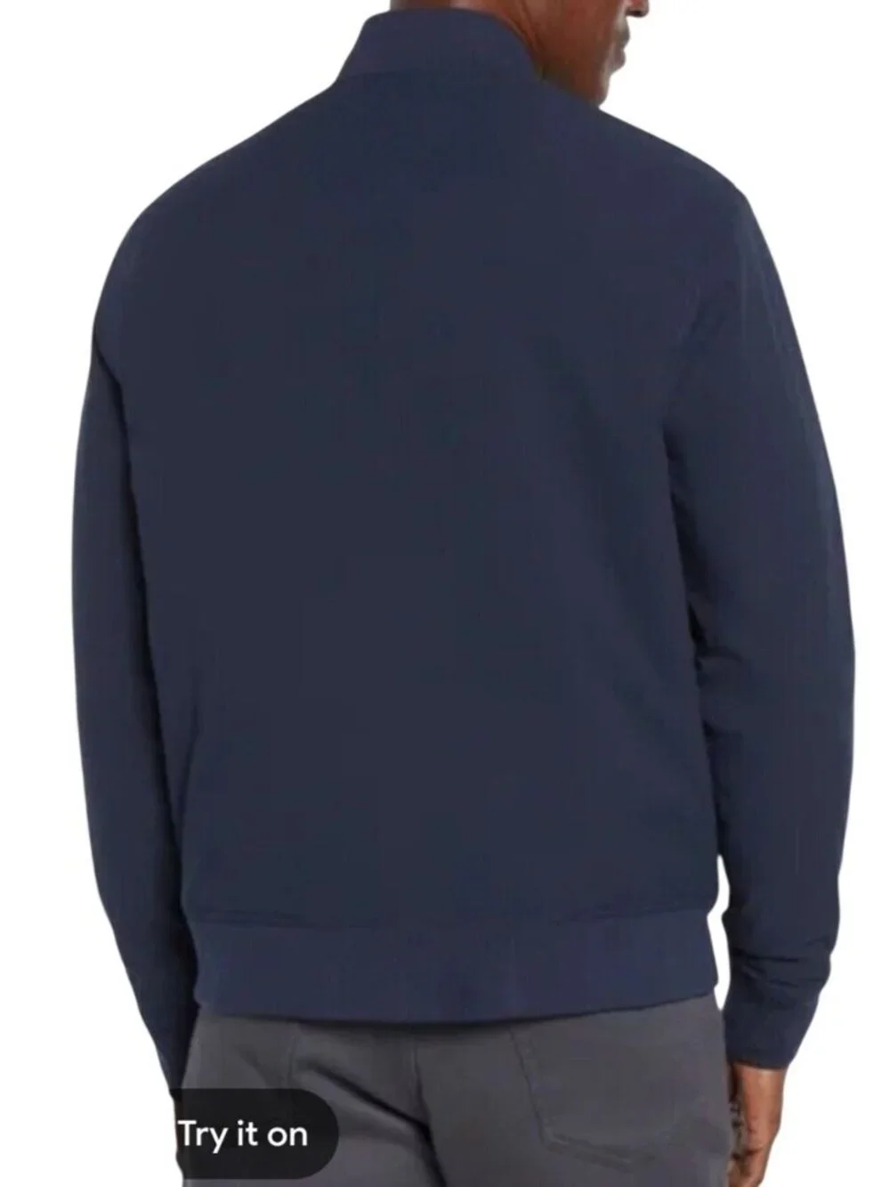 Banana Republic Navy Cotton Blend Bomber Jacket Full Zip Snap Zip Pockets Size L